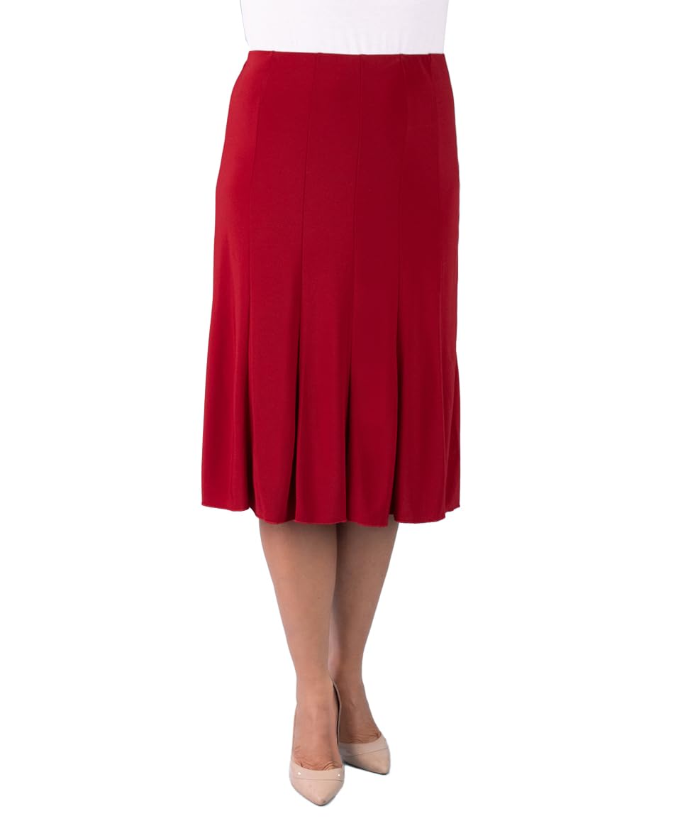 Fashion Friendly Panelled Lined Skirt - Red - Medium Long