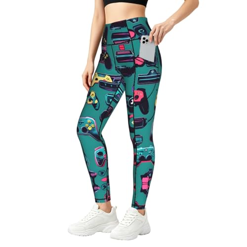 Leggings de videojuegos con bolsillos para mujer pantalones elásticos ropa climática
