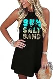 LLHXRUI Sundresses for Women Summer Beach Dress Sleeveless Hawaiian Vacation Tank Dress Tropical Graphic Short Dresses(Small,Black-13)