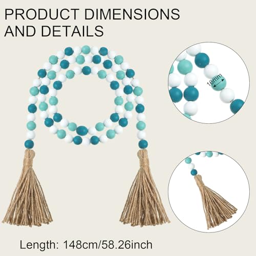 Jutom 20 Pieces Decorative Balls for Bowls, Assorted Decorative Balls Set, Bowl Filler and 58 Inches Wood Bead Garland with Tassels for Table Vase Filler (Blue) by Jutom - Used condition - Image 2