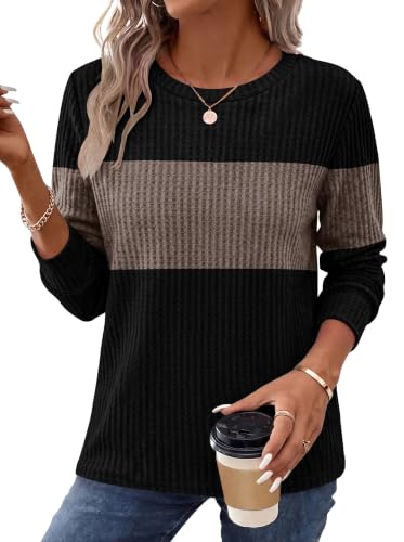 Womens Sweaters Long Sleeve Tops Fall Outfits Winter Clothing Waffle Knit