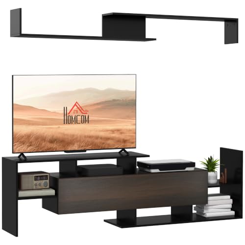 HOMCOM Conjunto Muebles de TV de Pared 65' o de Pie 40' Negro y Marrón