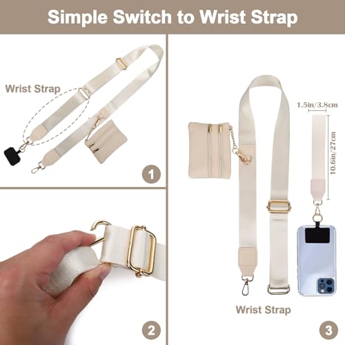 Image of XANGNIER Clip and Go Strap for Phone with Wallet Crossbody, Phone Strap with Zippered Wallet, Adjustable Anti Theft Cellphone Lanyard for Women, Cellphone Chain Accessories,Multicolor 12