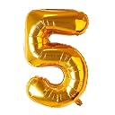 Rozi Decoration 32" Inch Number Foil Balloon Helium Quality -(Pack of one Unit) (Gold-5) gallery image