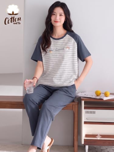 Image of Louis Luxe Womens Korean Night Dress|| Full Pyjama Set || Korean Nightsuit || Women Nightwear ||Round Neck Full Sleeve Nightsuit || Loungewear || Everyday Nightdress (ND-15)