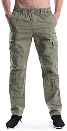 Men's Pull On Cargo Pants Elastic Waist Lightweight Chef Work Casual Lounge Srubs Slacks Khaki Tag XL - US 34