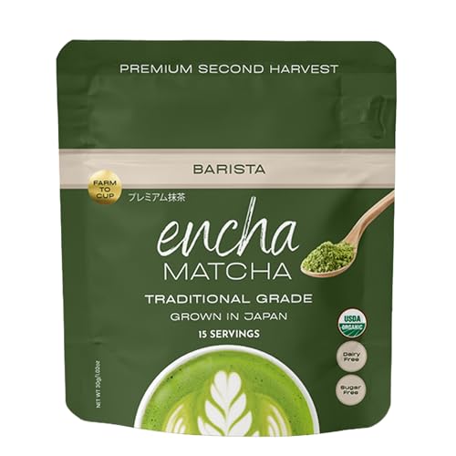 Encha Matcha Powder Barista Grade Latte Organic Matcha Powder – 1...