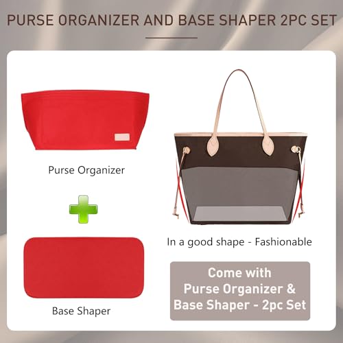 Image of Doxo Purse Organizer Insert with Base Shaper, Handbag & Tote Organizer, Felt Bag Insert for Neverfull MM