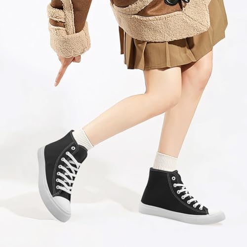 Womens Winter Snow Boots High Top Warm Canvas with Fur Lined Ankle Winter Sneakers 5