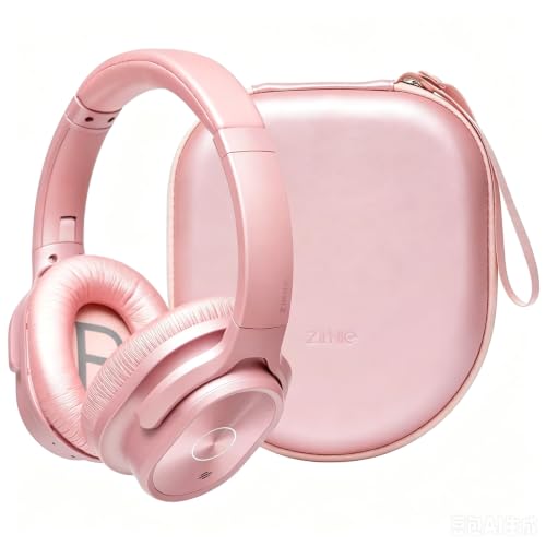 Product Image of the ZIHNIC Active Noise Cancelling Headphones, 40H Playtime Wireless Bluetooth Headset with Deep Bass Hi-Fi Stereo Sound,Comfortable Earpads for Travel/Home/Office (Rose Gold)