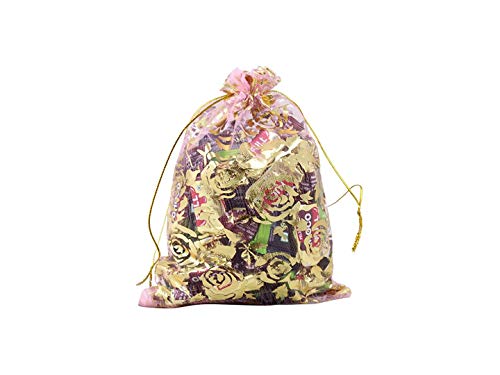 Image of Silk Beingelegant-Pack Of 25 Women's Organza Net Small And Big Size Potli Bags For Pooja, Return Gifts For Wedding, Sangeet, Shagun- Multi Coloured (Multi, 10X8)