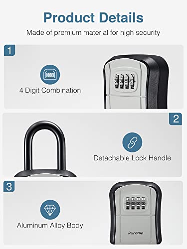 Puroma 2 Pack Combination Lock 4 Digit Outdoor Waterproof Padlock, And Key Lock Box, Portable Combination Lockbox Wall-Mounted Key Storage Box #TOP7