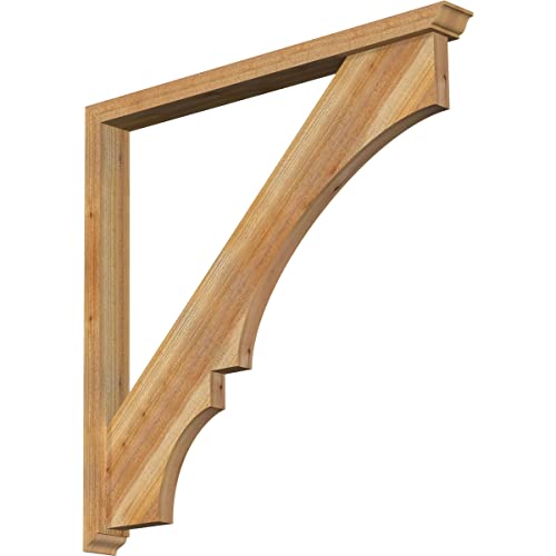 Ekena Millwork 4" W x 42" D x 42" H Balboa Traditional Rough Sawn Bracket w/ Offset Brace, Western Red Cedar