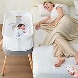 VaVaSoo Automatic Rocking Bassinet, Electric Baby Bassinet with 3 Speeds, Self-Rocking Sleeper Soothing White Noise, Electric Bedside Crib for Infants 0-6 Months, Grey