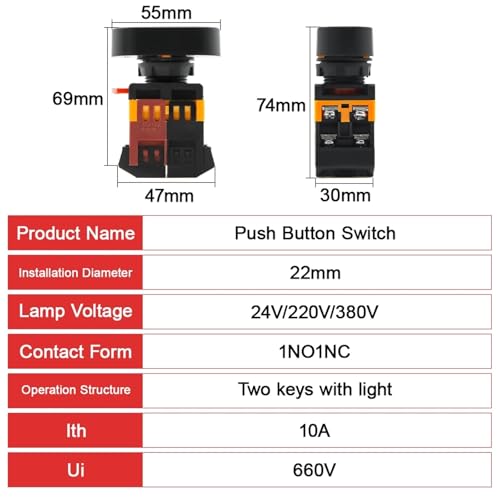 Bouton-poussoir momentané 22mm double pour simplifier le démarrage d'atelier - 2