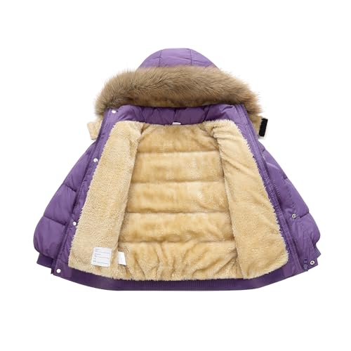 AMIYAN Toddler Down Winter Coat Boys Girls Fleece Jacket Hooded Thickened Warm Coat Outerwear for Kids 1-6 Years3