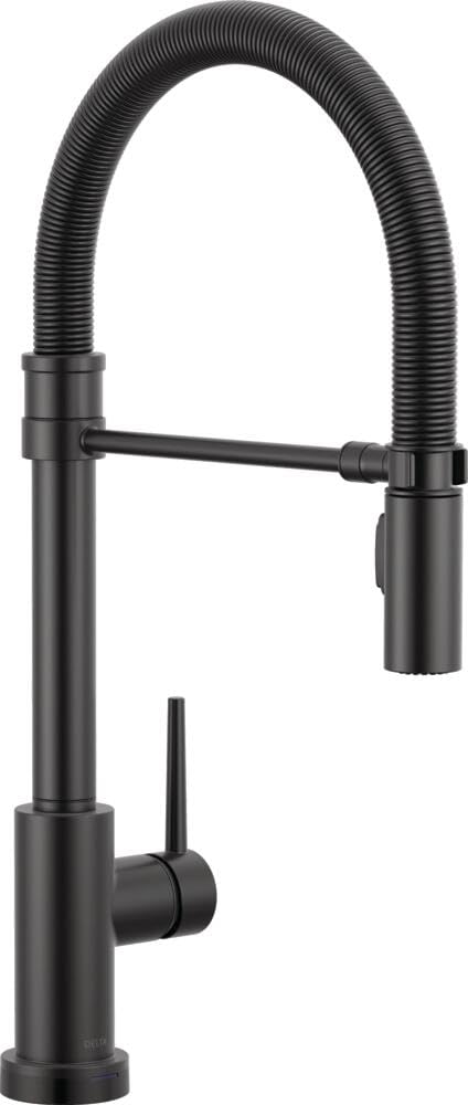 Delta Trinsic Pro Touchless Commercial Style Kitchen Faucet with Touch Technology, Matte Black Spring Kitchen Sink Faucet with Pull Down Sprayer, Matte Black 9659TL-BL-DST