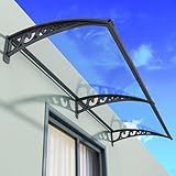Toldo para ventana de exterior, toldo para puerta delantera, para jardín, patio, protección con soporte de metal, protección contra la lluvia, la nieve y la luz solar (transparente, 60 x 120 cm)