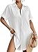 Bsubseach Women Swimsuit Coverup Shirt Dress Button Down Bathing Suit Cover Up Beach Vacation Outfits White XL