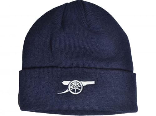 Arsenal FC Gunners Cannon Logo Red Cuff Beanie Hat - Licensed EPL, Navy, One Size