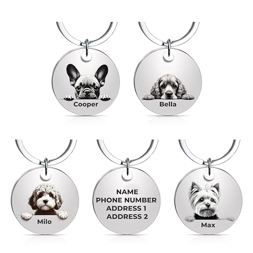 RizStar ID Tags for Dogs – Engraved Dog Tag with Personalised Nametags, Smart Pet Tracker, Identity Engraving Pets Collar Name Labels, Army Dogtags, Badges for Cat, Puppy, A Star Gift Set for UK Men