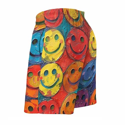 Men's Swim Trunks Colorful Smiley Face Quick Dry Beach Shorts Mesh Lined Swimming Shorts with Pockets4