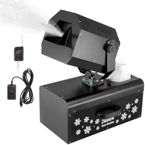 VEVOR Schneemaschine, 2000 W, Swing-Schneemaschine mit 5-L-Tank, kabelgebundene & kabellose Fernbedienung zur Schneeflockenherstellung, Kunstschneemaschine für Weihnachtsfeiern, Ho