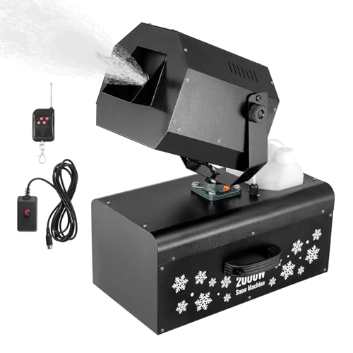 VEVOR Schneemaschine 2000 W Swing-Schneemaschine mit 5-L-Tank kabelgebundene & kabellose Fernbedienung zur Schneeflockenherstellung Kunstschneemaschine für Weihnachtsfeiern Hochzeitsbühneneffekte