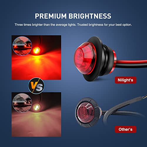 Image of Nilight 30 PCS 3 /4 inch Round Clearance Light LED Front Rear Side Marker Lights | Bullet Lights For Truck RV Car Bus Trailer Van Caravan Boat Accessories, Waterproof Design