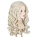 Miss U Hair Long Platinum Blonde Curly Wig with Braid Princess Fairy Tale Queen Costume Wig for Halloween Cosplay