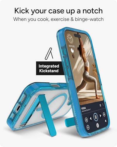 Image of ZAGG Santa Cruz Snap Case with Kickstand for iPhone 17 - Tranquil Blue, Drop Protection (13ft /4m), MagSafe Charging Compatible, ClearGuard Anti-Yellowing Technology, Scratch Resistant Phone Case