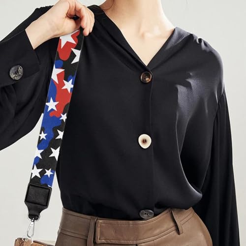 Image of GLENLCWE American Flag Wide Shoulder Strap Adjustable Replacement Belt Crossbody Canvas Bag Handbag Blue USA Flag Print