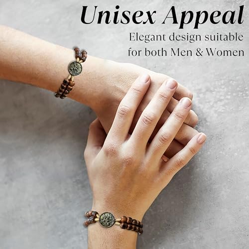 Catholica Shop Saint Michael Medal Devotional Catholic Corded Wood Rosary Bracelet for Men & Women, Handcrafted in Brazil4