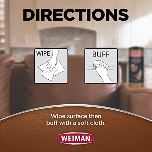 Weiman Leather Wipes - 2 Pack with Microfiber Cloth - Clean Condition UV Protection Help Prevent Cracking or Fading of Leather Couches Car Seats Shoes - 3