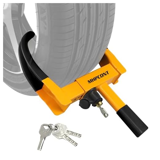 Wheel Lock Universal Wheel Clamp Lock Adjustable Security Trailers Tire Boot Lock Anti Theft for ATV RV SUV Car Golf Cart Boats Motorcycles Great Deterrent Bright Black-Yellow (3 Keys)