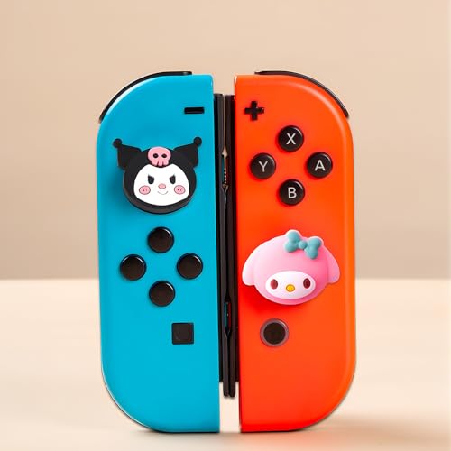 PERFECTSIGHT Cute Kitty Silicone Joycon Thumb Grip Caps, Joystick Cover Compatible with Nintendo Switch/OLED/Switch Lite,4PCS (Rabbit Dog Kitty)