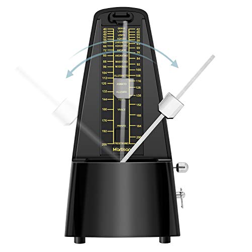 MARTISAN Métronome Mécanique Traditionnel avec Minuterie et Tempo Précis Pour Guitare, Piano, Guitare Basse, Tambour, Violon et Autres Instruments, Noir