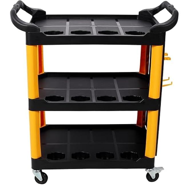 3 Tier Rolling Auto Detail Cart: Heavy Duty 300lbs Capacity Tool Organizer With Locking Wheels & Spray Bottle Holders - Professional Mobile Detailing Cart For Auto Shops & Garage Workshop Org-69r9GGzc