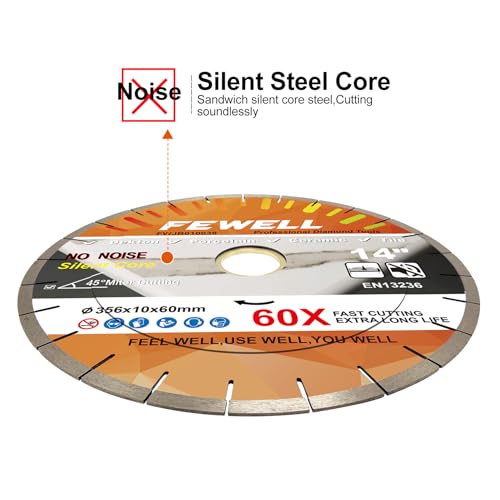 FEWELL 14inch Dekton Diamond Saw Blade 45° Miter Cutting 356x10x60/50mm by FEWELL - Used condition - Image 4
