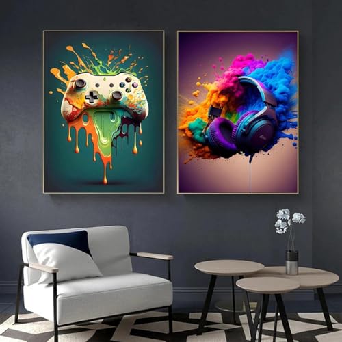 Console casque de jeu vidéo affiche de décoration murale KEBIA
