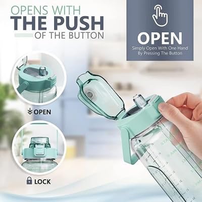 Image of Set of 3 Transparent Water Bottle 2000ML, 900ML, 300ML with Motivational Time Marker | Leak Proof&Break-Proof | Best Usage For Office /School /Gym /Travel Water Bottle