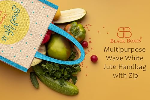 Image of BLACKBOXES Eco-Friendly Printed Jute Hand Bag-Reusable Tiffin Shopping Grocery Multipurpose Hand Bag for Men and Women