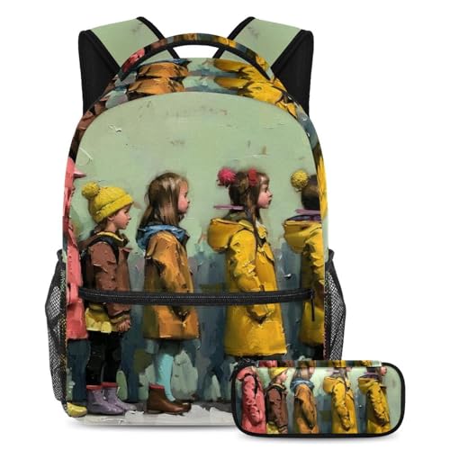 Sac à dos mignon et amusant avec trousse ensemble de cartables enfants large