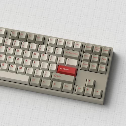 Image of Retro Style Dye-sub Keycaps, 163 Keys Cherry Profile, Double Shot Keycaps Set, Custom Key caps for MX Switches Mechanical Keyboard(Classic Red)