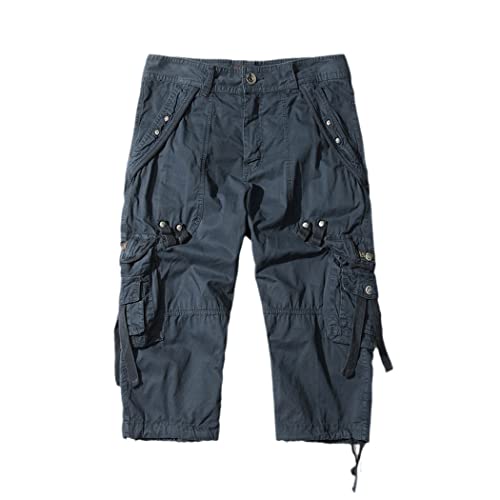 Short décontracté en coton bleu marine 31W avec motifs camouflage pour homme