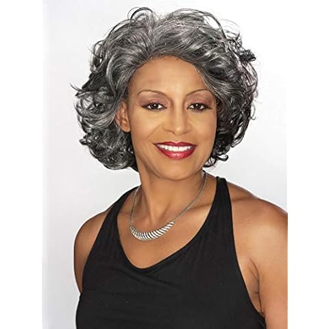 Darlene Wig Color 1B - Foxy Silver Wigs Lace Front Mid-Length Loose Curls Synthetic Bob African American Womens Lightweight Average Cap Bundle MaxWigs Hairloss Booklet Cover