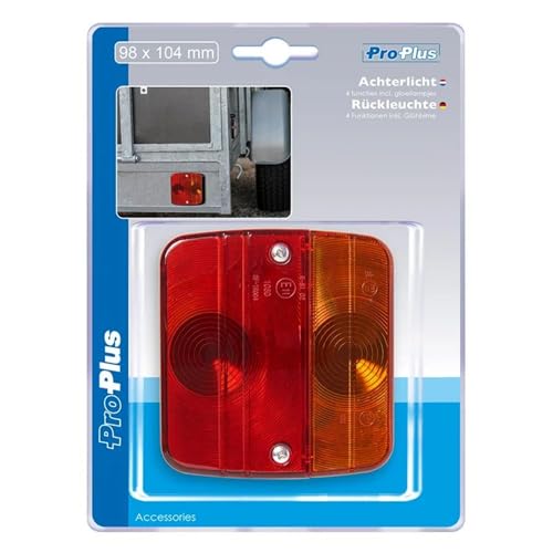 ProPlus feu arrière 4 fonctions 98x104mm homologué E-Mark, ampoules incluses