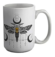 Shopagift Skull Moth 15oz Large Mug Cup Designed and Made In-House and Perfect as a Gift. The Design is Printed on Both Sides. The 15oz Larger Mug is Dishwasher and Microwave Safe. Please note these mugs are larger then the traditional 11oz mugs. The...