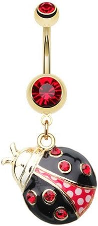 WildKlass Jewelry Golden Charming Ladybug 316L Surgical Steel Belly Button Ring