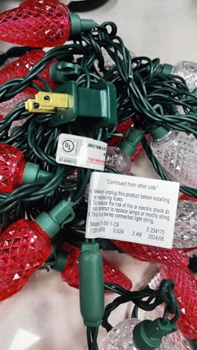 Brizled CW50C9 Red & White Christmas Lights, 33Ft 50 Led Faceted C9 String Lights Outdoor thumb #7